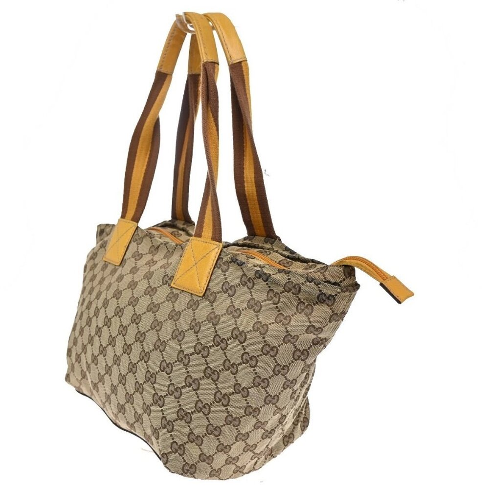 GUCCI GG Canvas Shoulder Tote Bag Leather canvas Yellow Italy 66CA368 - Picture 4 of 14